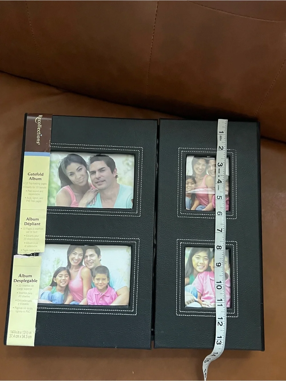 Recollections Black Faux Leather Gatefold Photo Album with White Stitching